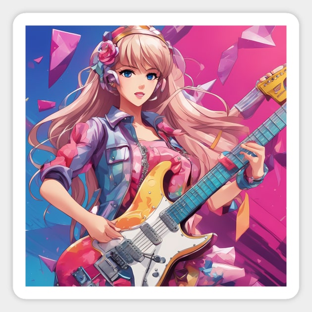 Rockstar anime girl who shreds on the guitar. Magnet by animegirlnft